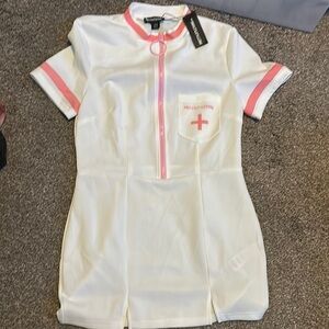 PrettyLittleThing White and Pink Nurse Costume